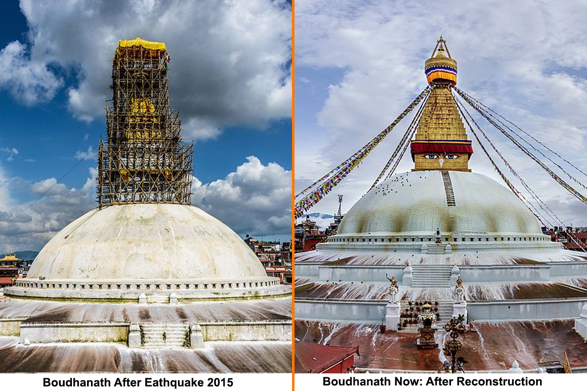 Boudhanath Stupa Before After Reconstrcution